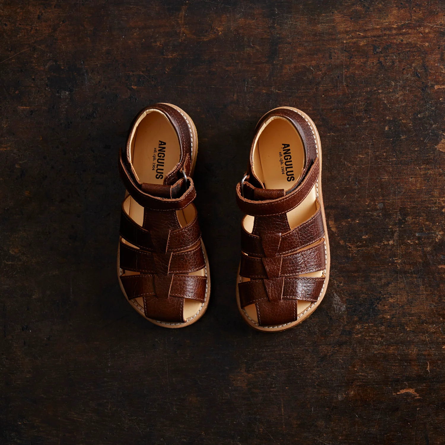 Kids Leather Fisherman Sandals - Cognac - Image 6