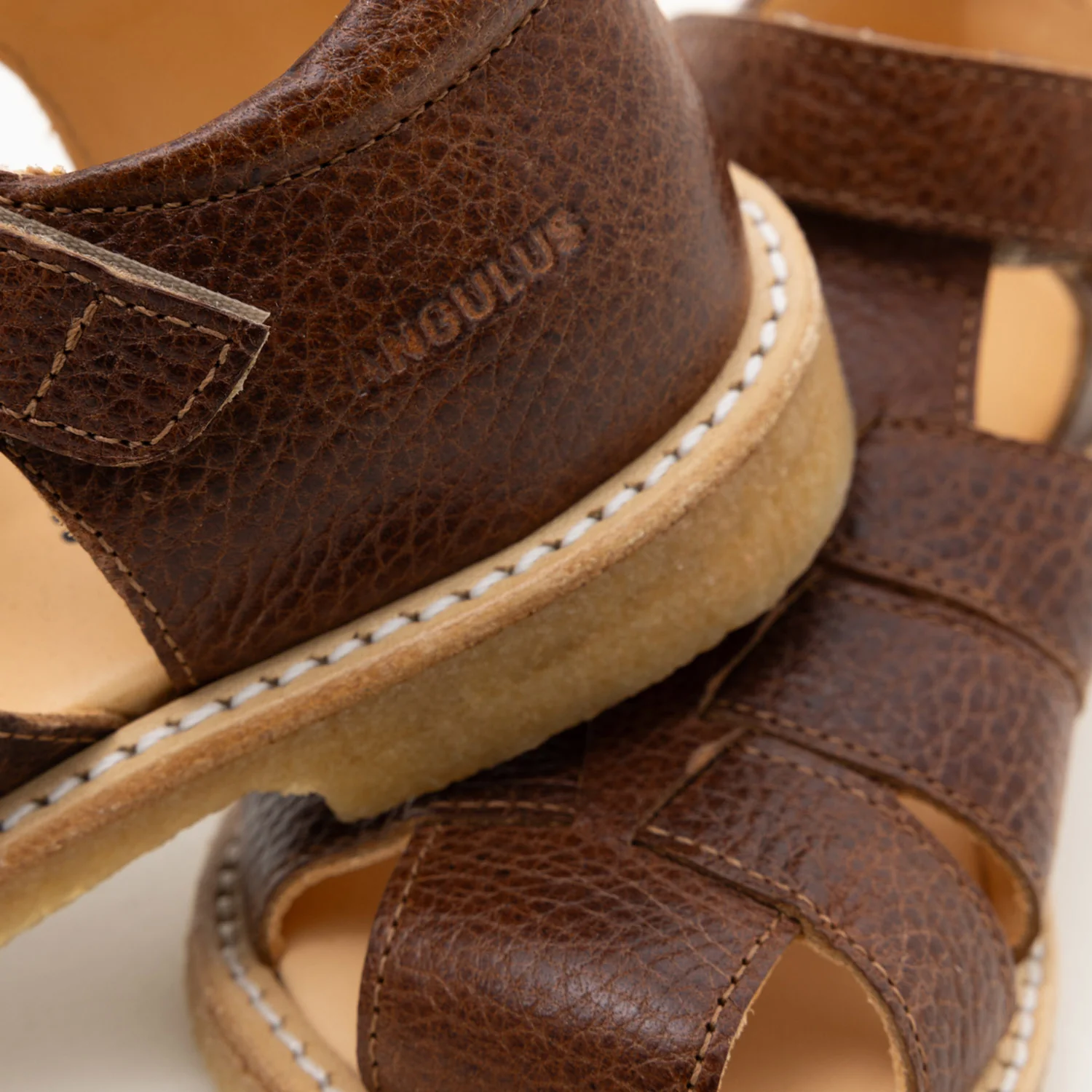 Kids Leather Fisherman Sandals - Cognac - Image 7