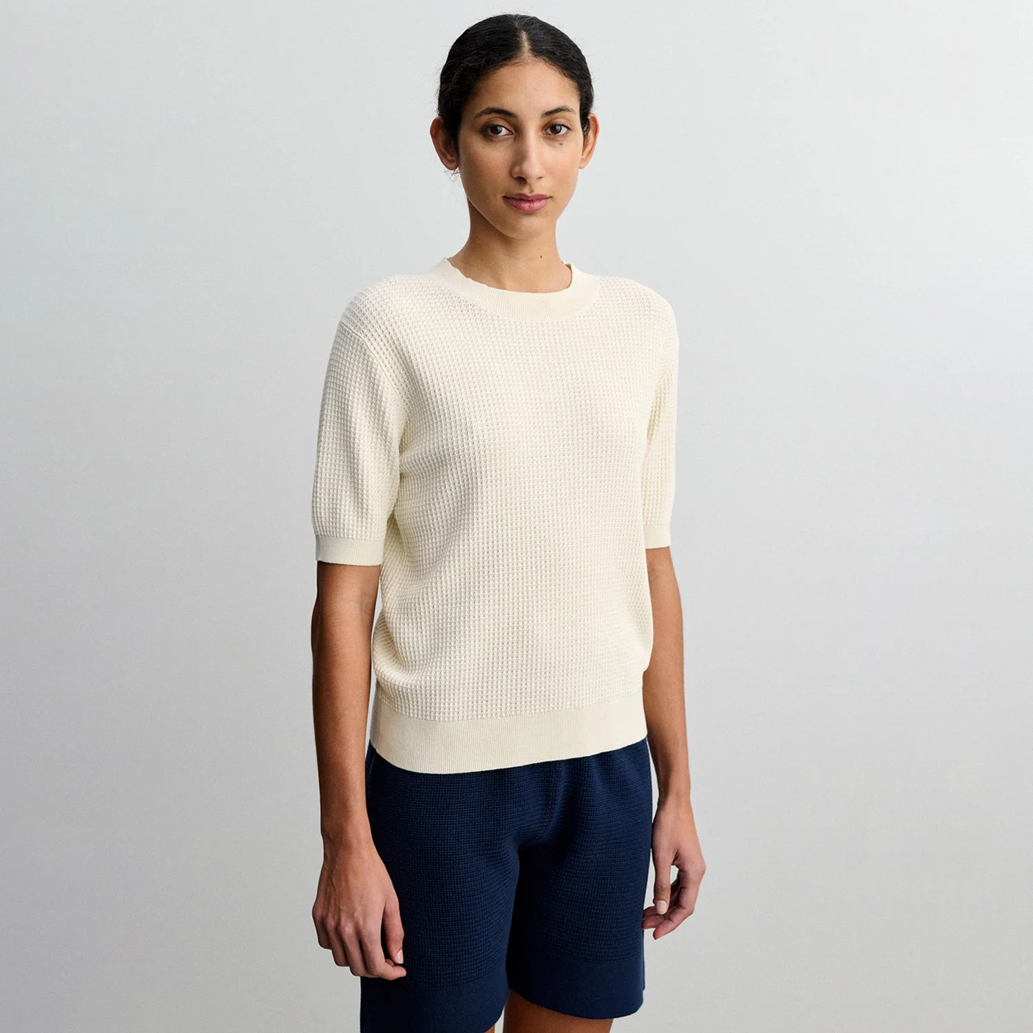 Women's Cotton High Twist Structure Top - Ecru