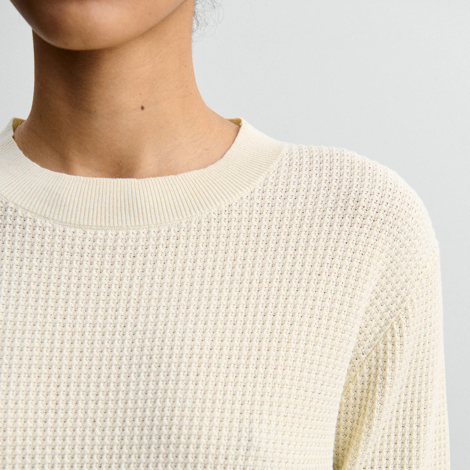 Women's Cotton High Twist Structure Top - Ecru - Image 3