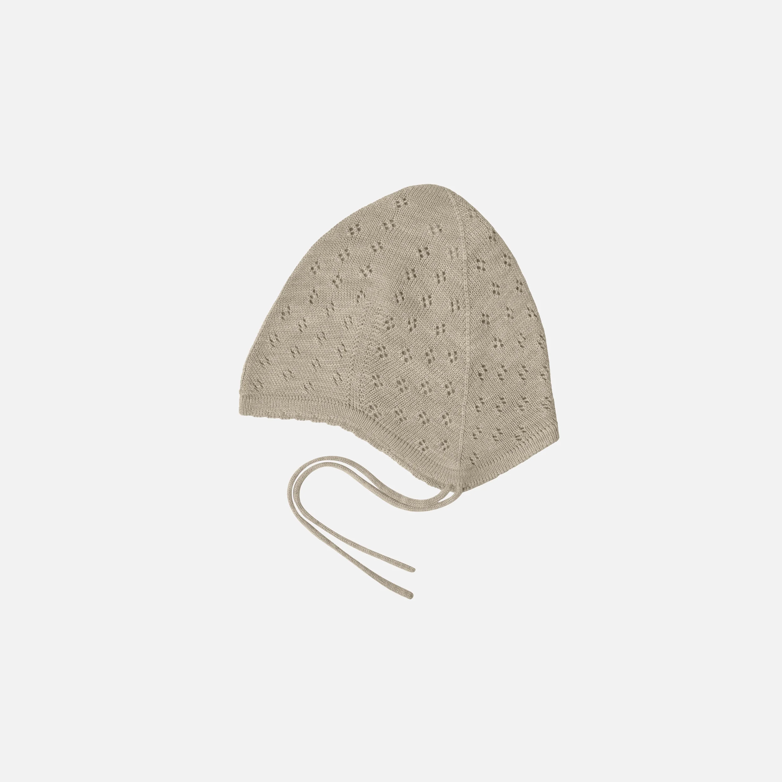 Baby Merino Wool Pointelle Bonnet - Oat Melange