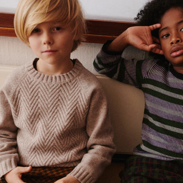 Kids Lambswool Sweater - Oat Melange