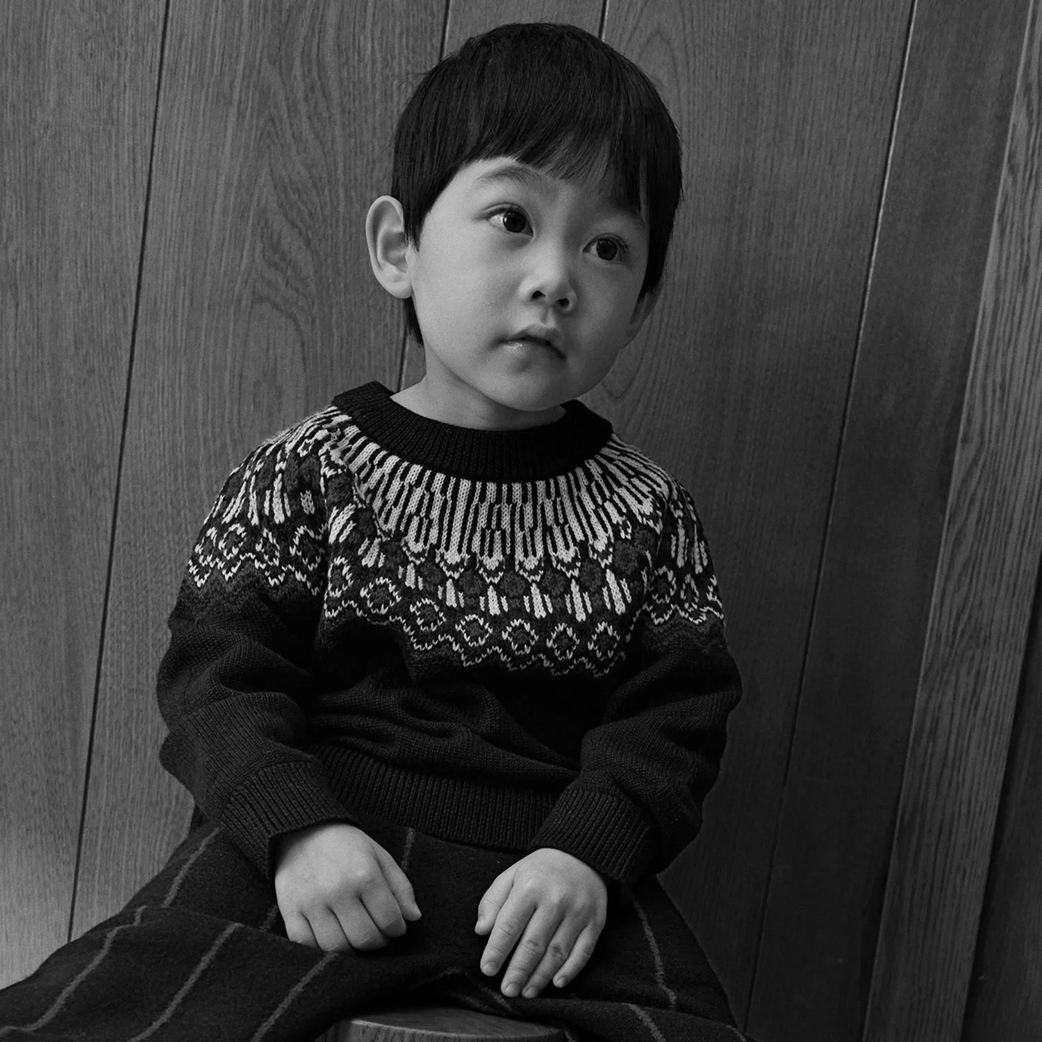 Kids Merino Wool Fair Isle Sweater - Dark Navy - Image 2
