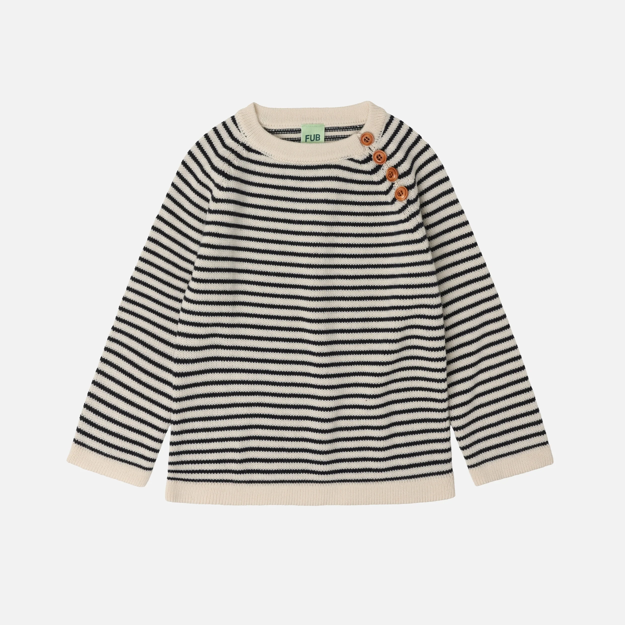 Kids Merino Wool Stripe Sweater - Ecru/Dark Navy