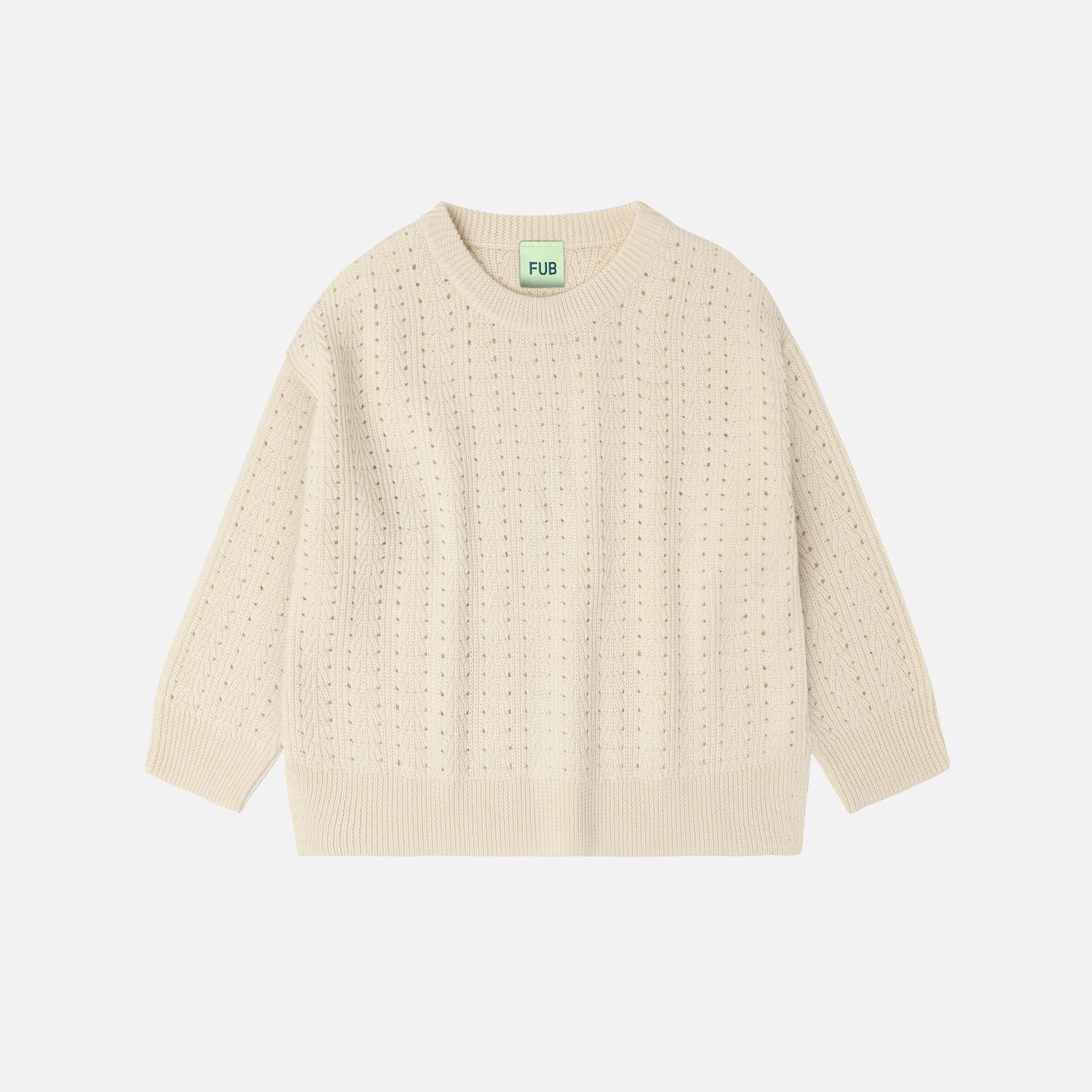 Kids Merino Wool Structure Sweater - Ecru