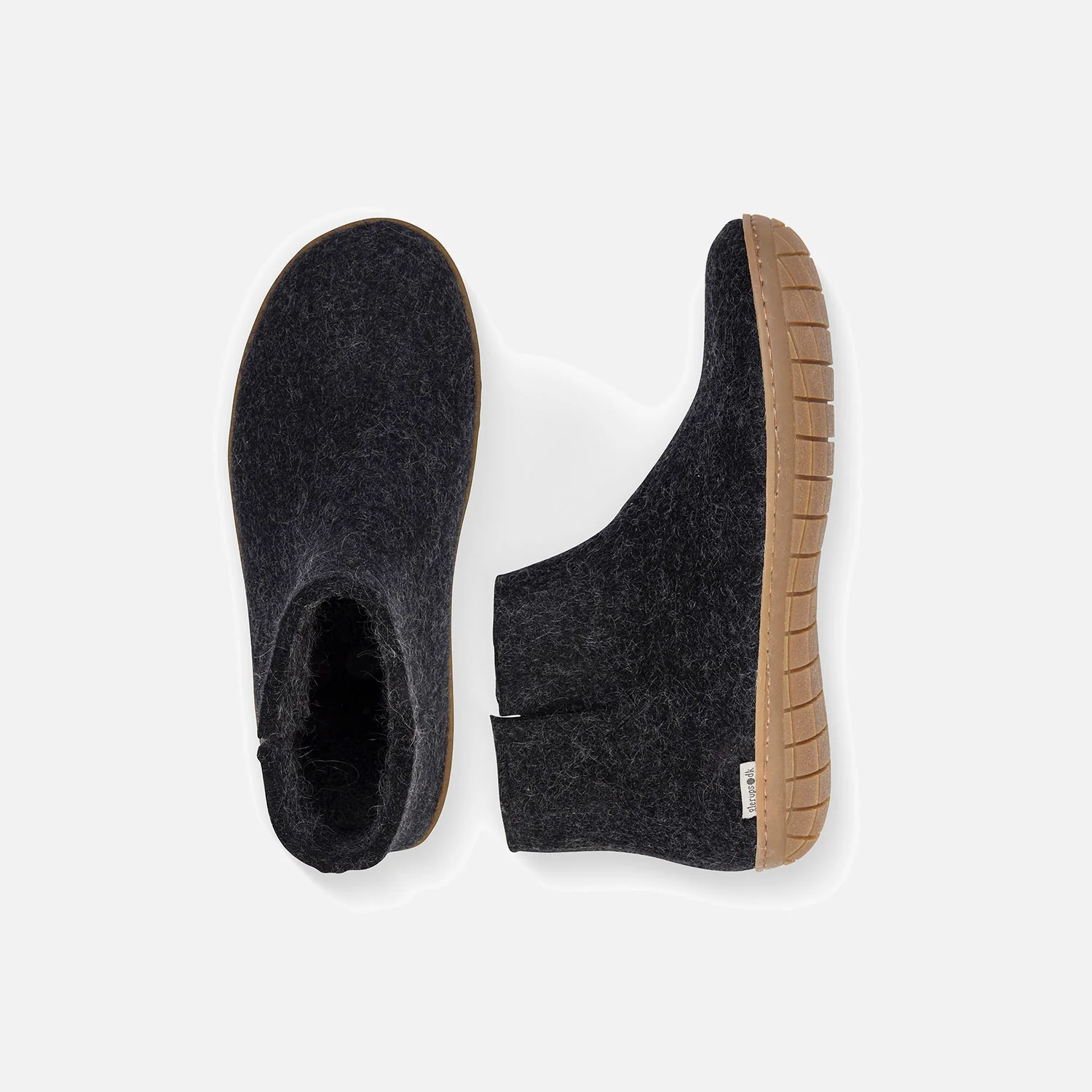 Adults Felted Wool Slipper Boot With Rubber Sole - Charcoal - Image 3