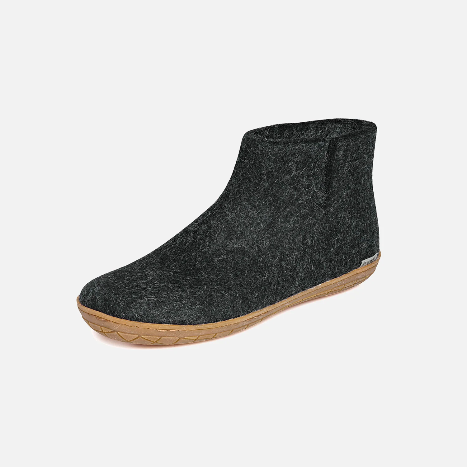 Adults Felted Wool Slipper Boot With Rubber Sole - Charcoal - Image 4