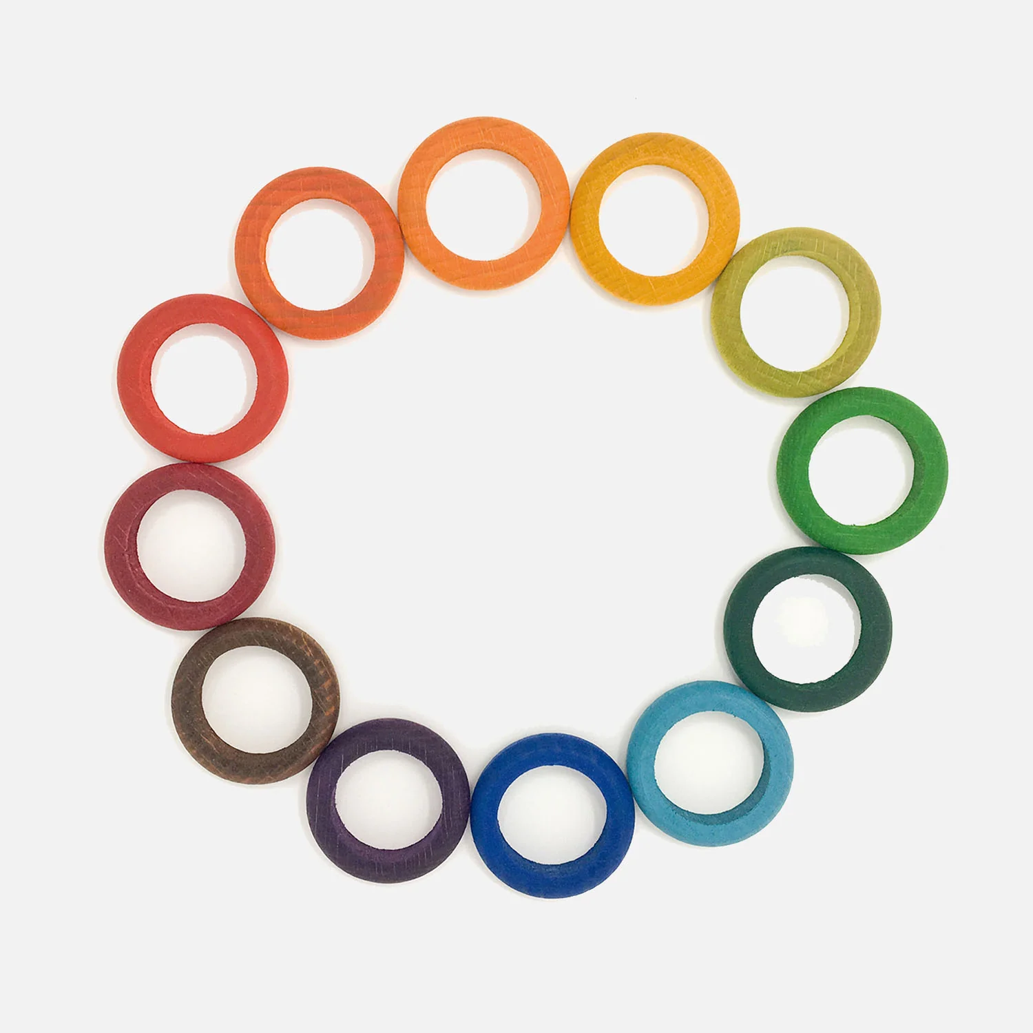 Wooden Coloured Rings - 12 Pieces - Image 3