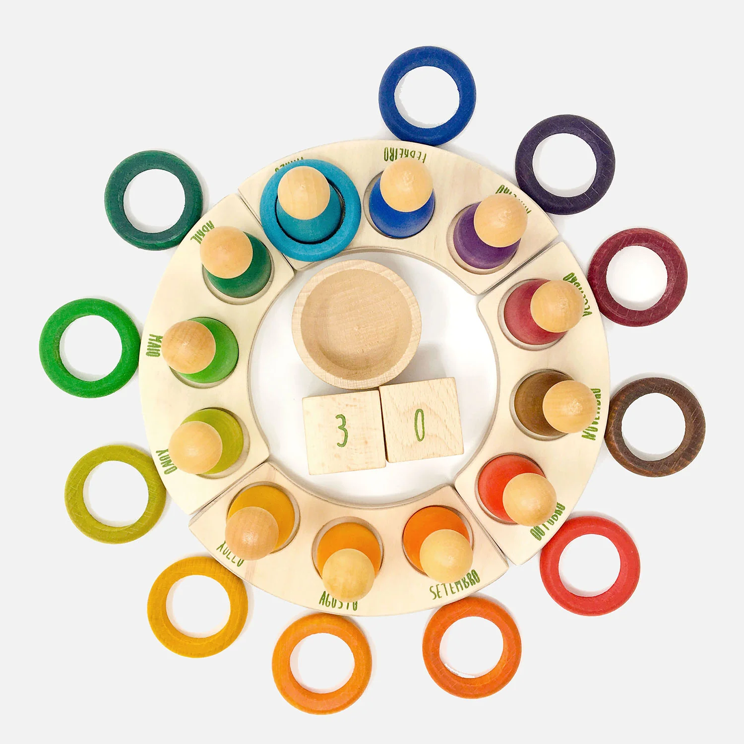 Wooden Coloured Rings - 12 Pieces - Image 4