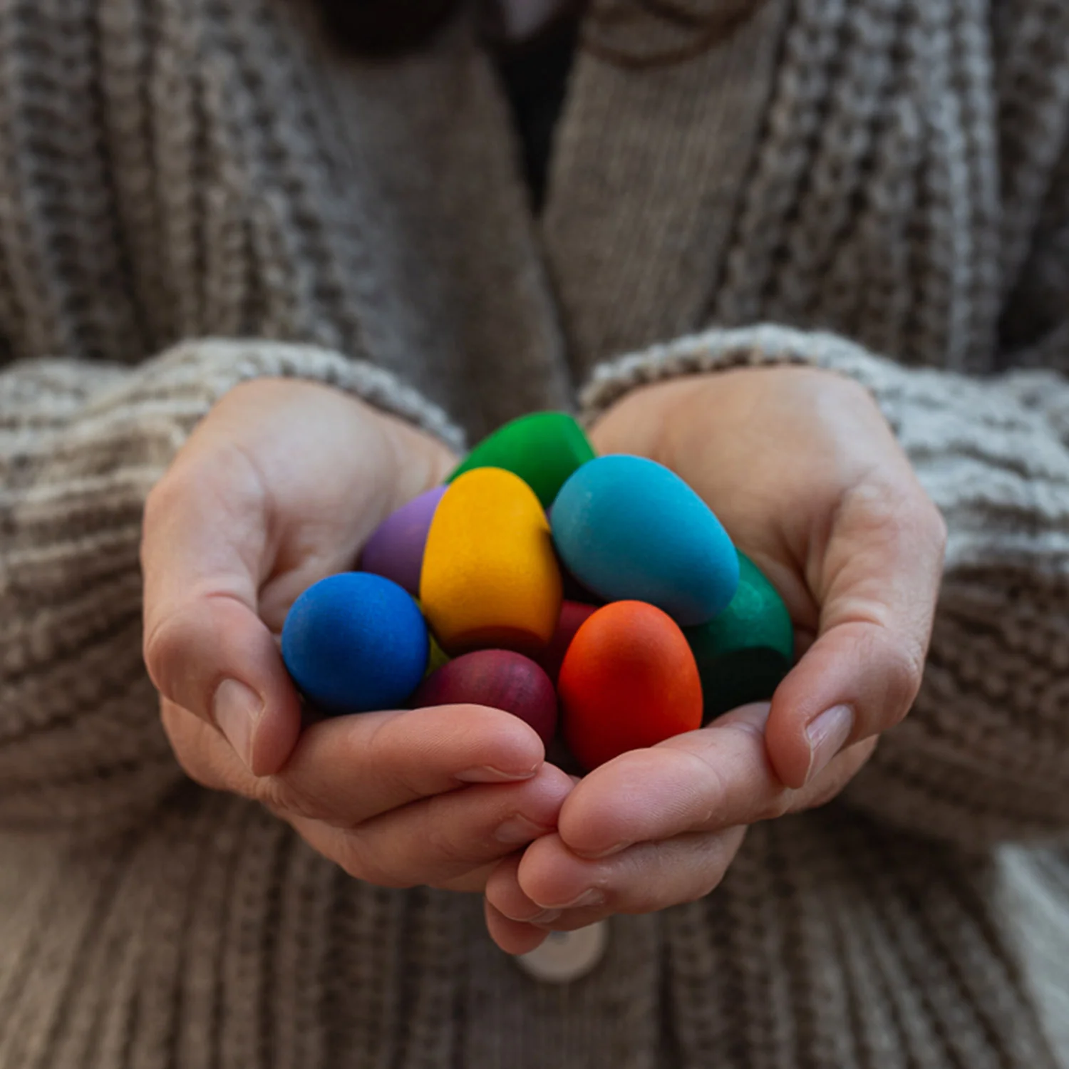 Wooden Rainbow Eggs Mandala - 36 Pieces