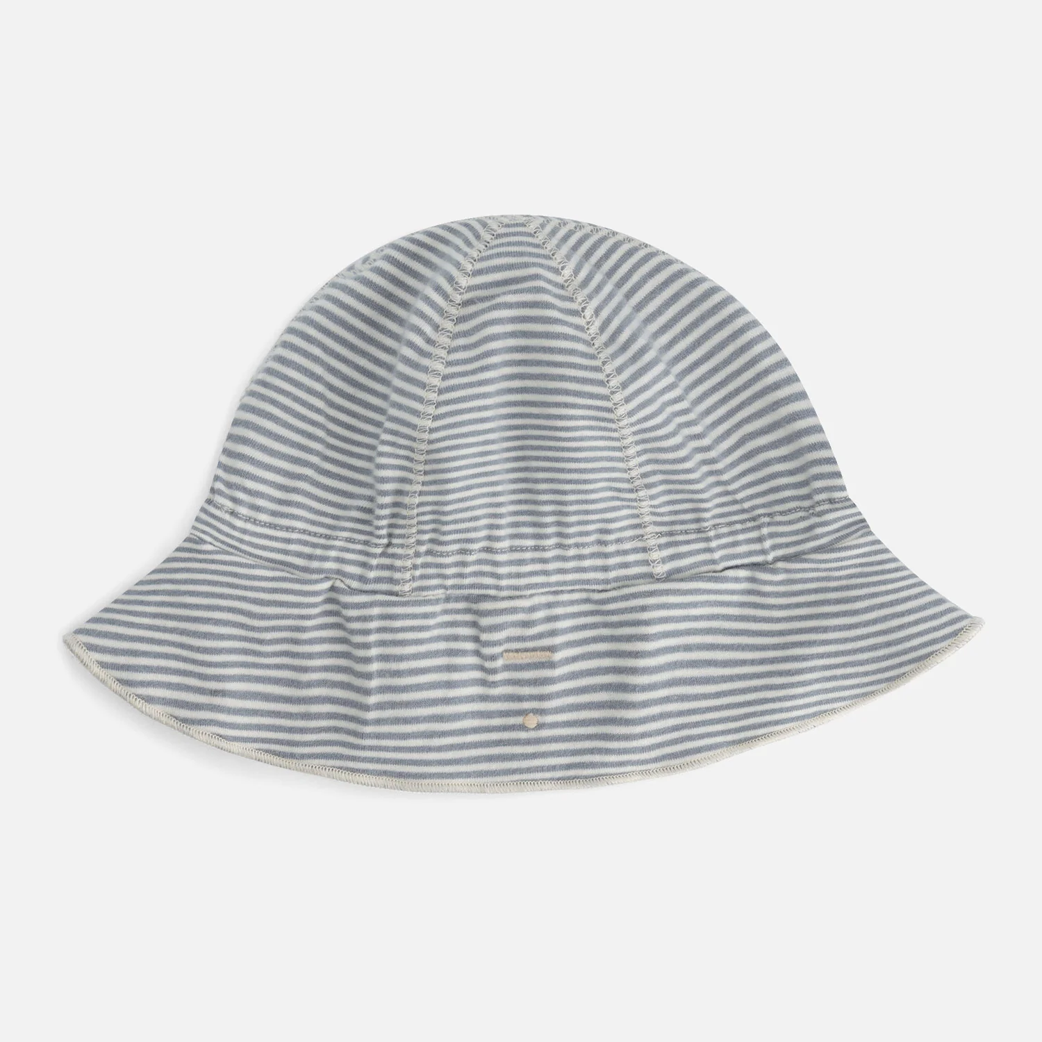 Baby Cotton Sun Hat -Stone Grey/Cream - Image 3