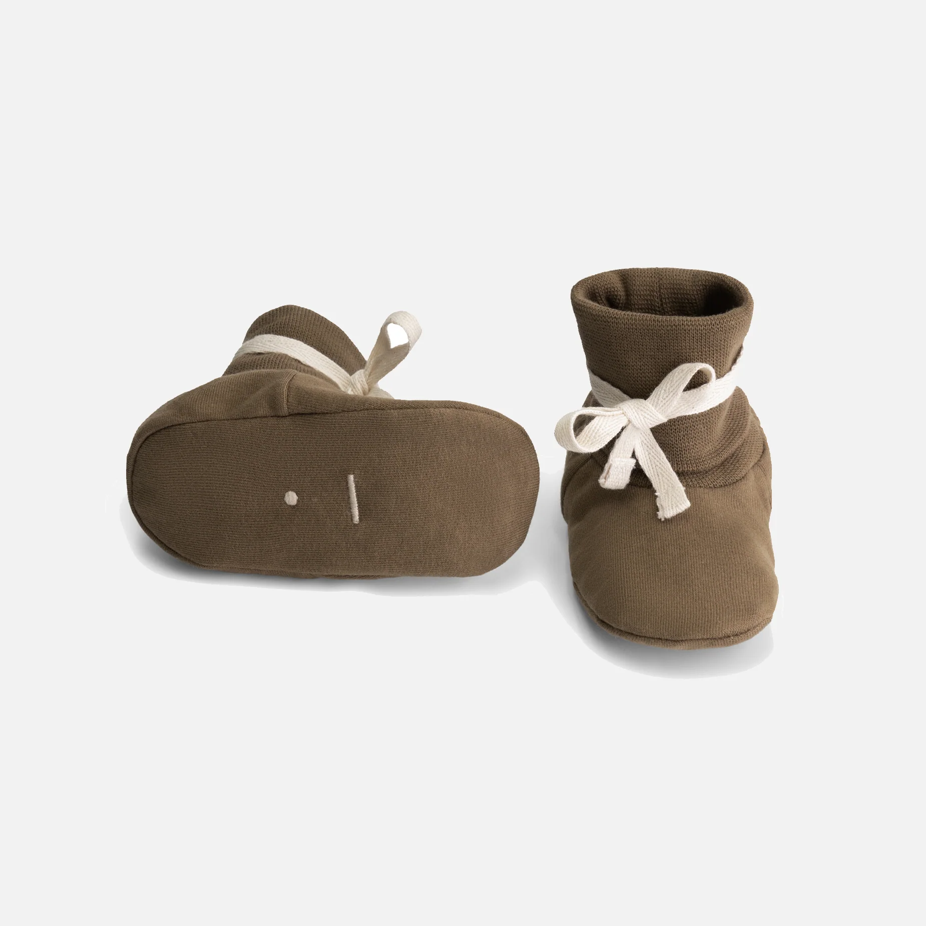 Baby Cotton Tie Booties - Woody - Image 2