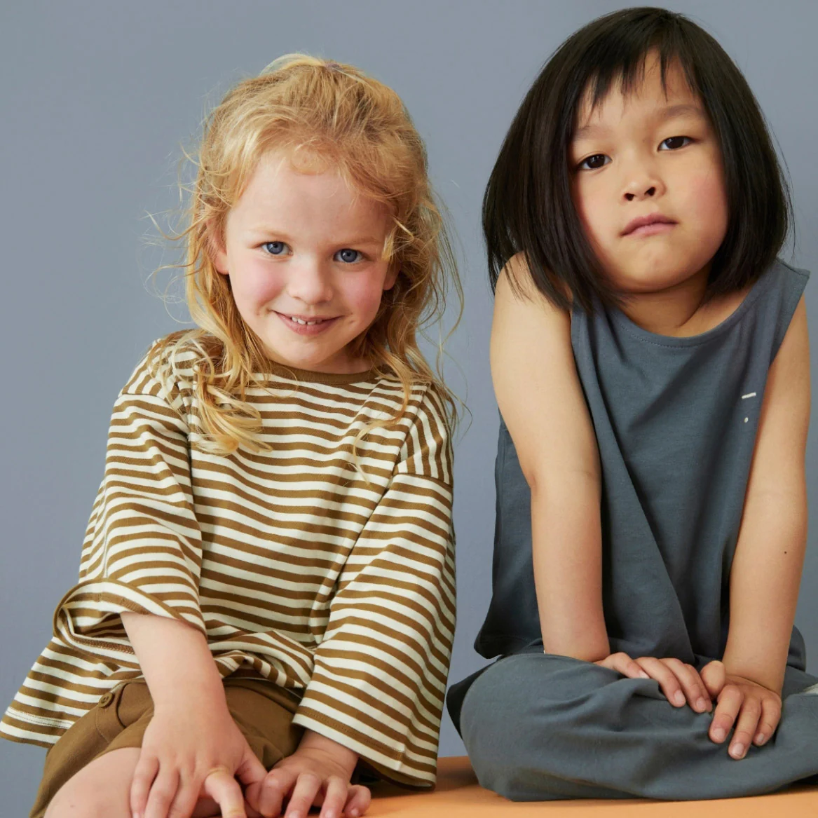 Kids Cotton Boxy Tank Top - Blue Grey - Image 3