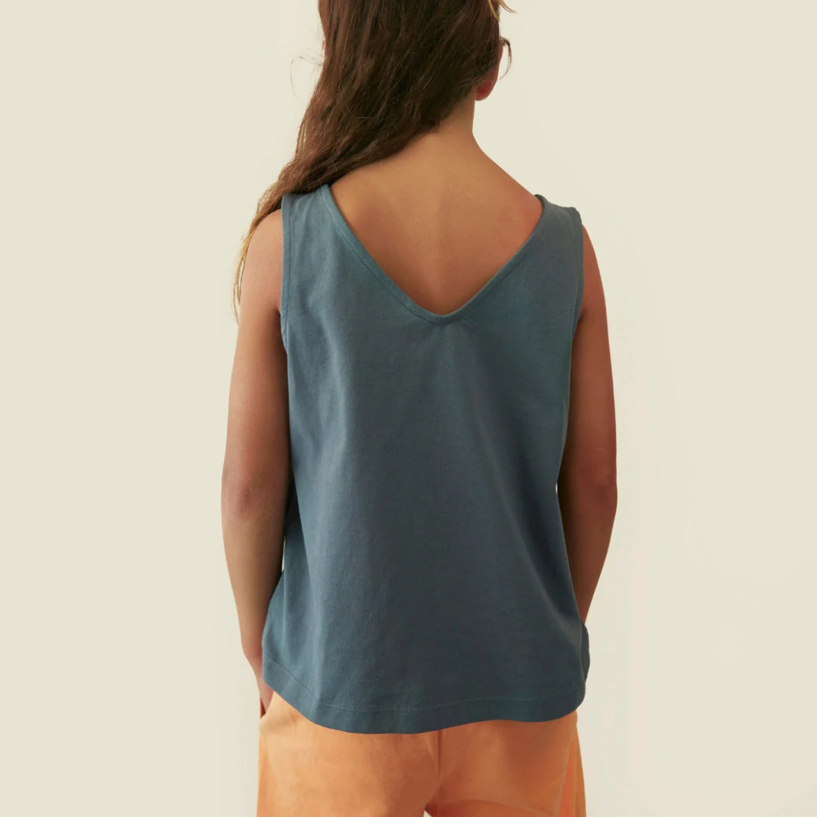 Kids Cotton Boxy Tank Top - Blue Grey - Image 5