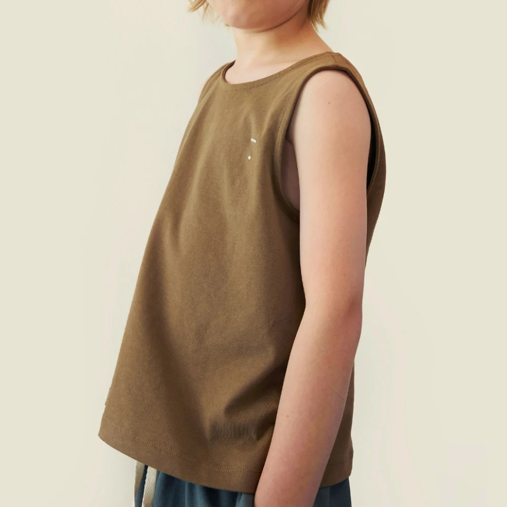 Kids Cotton Boxy Tank Top - Woody - Image 2