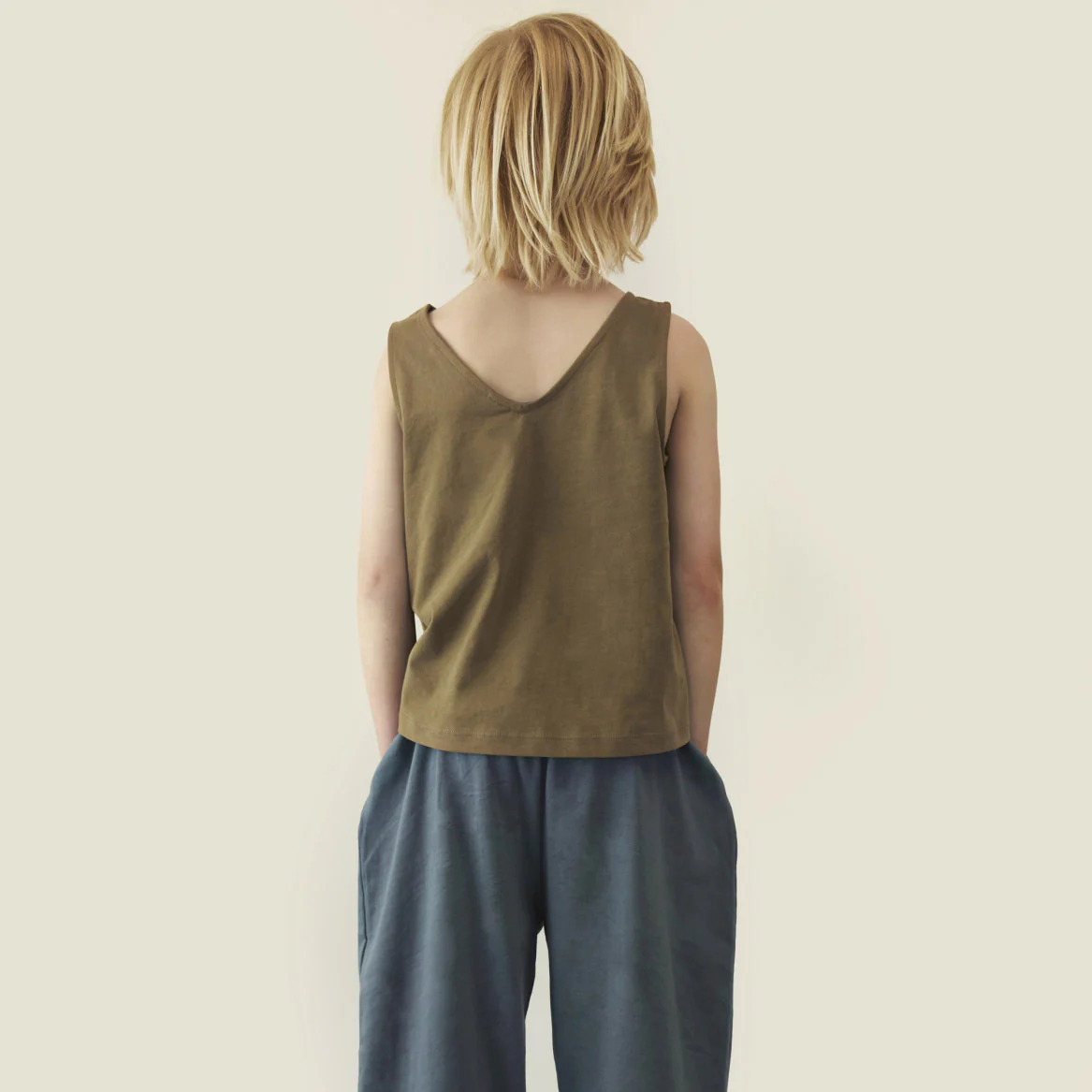 Kids Cotton Boxy Tank Top - Woody - Image 3