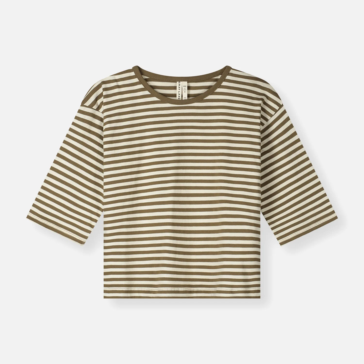 Kids Cotton Dropped Shoulder Tee - Woody/Cream