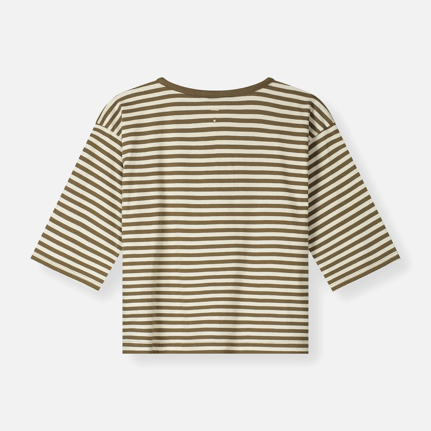 Kids Cotton Dropped Shoulder Tee - Woody/Cream - Image 4