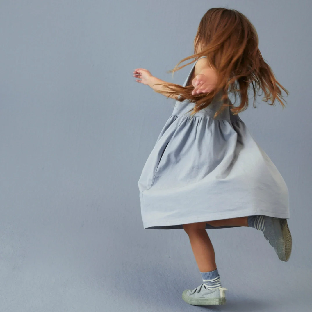 Kids Cotton Sleeveless Dress - Stone Grey - Image 3