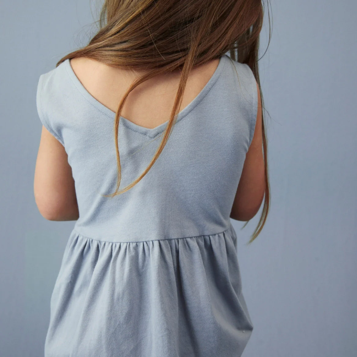 Kids Cotton Sleeveless Dress - Stone Grey - Image 4