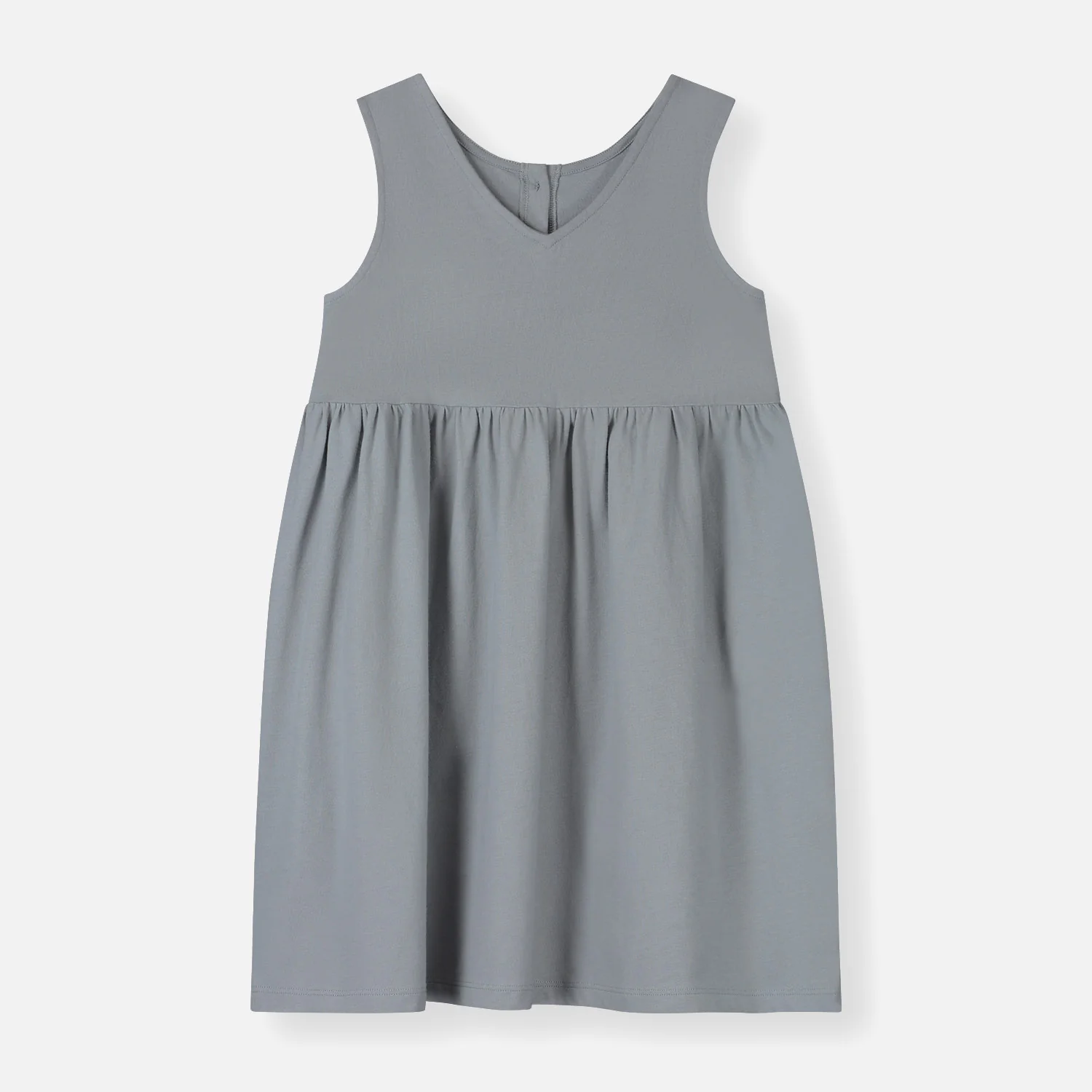 Kids Cotton Sleeveless Dress - Stone Grey - Image 5