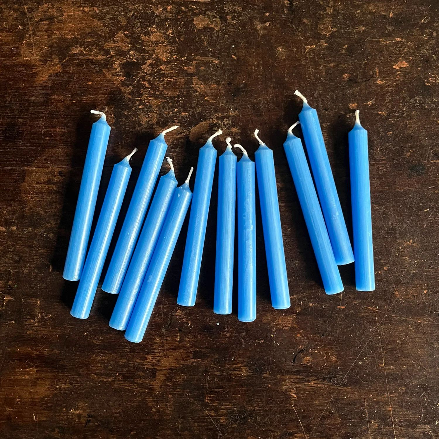 Beeswax Candles - Light Blue - Set of 12