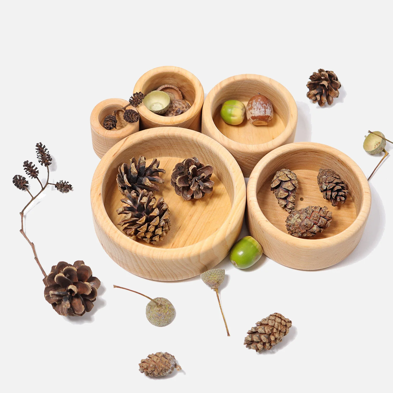 Wooden set of small bowls - Natural - Image 4