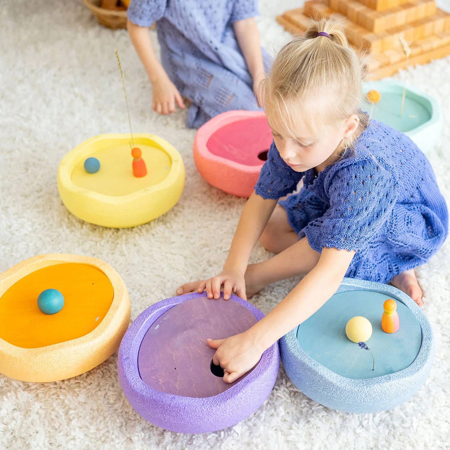 Wooden Grimms x Stapelstein Rolling Discs - Warm Pastel 
 - Image 4