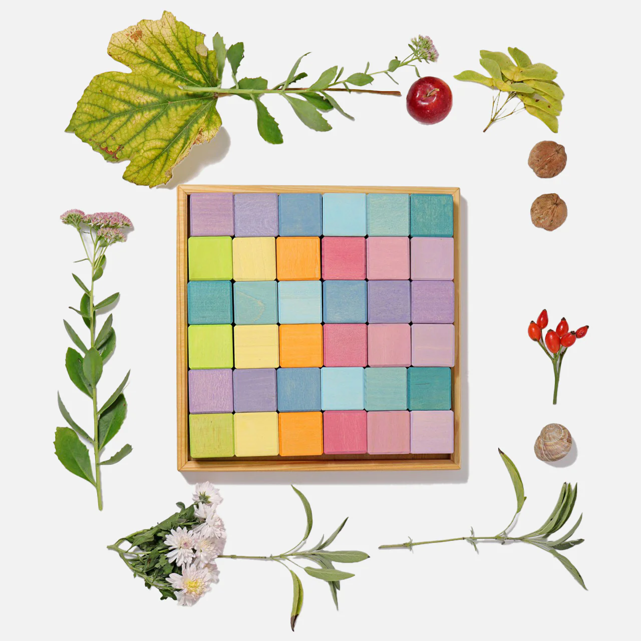 Wooden Mosaic Cube Set - Pastel - Image 3