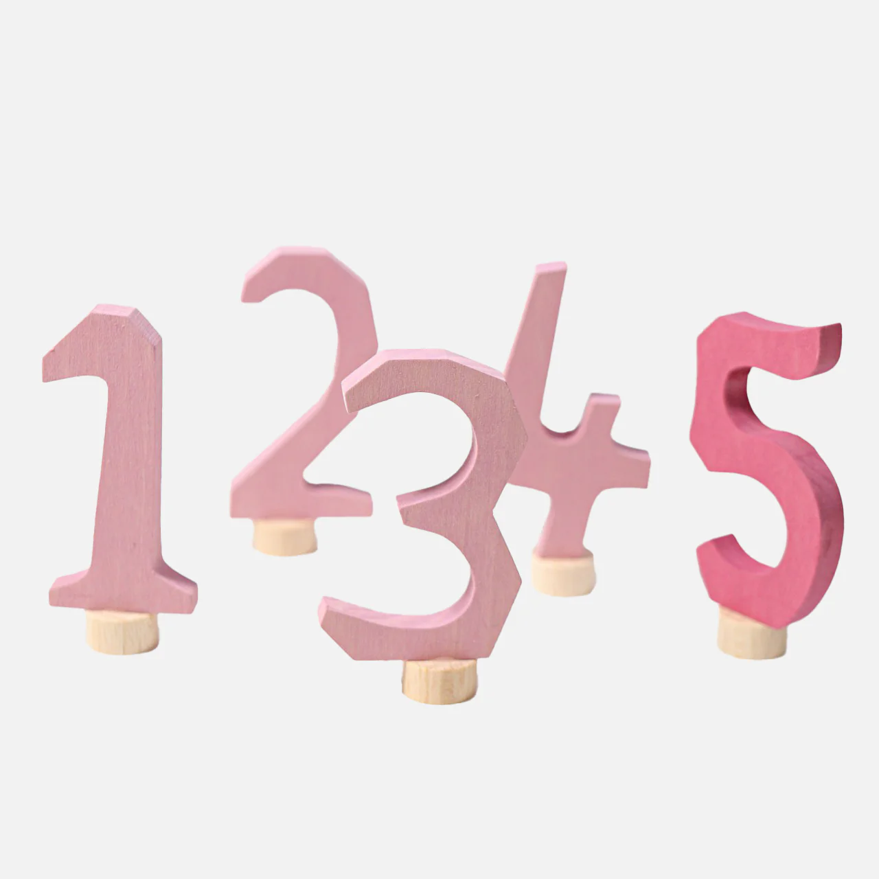 Wooden Numbers 1 to 5 For Celebration Rings β Pink