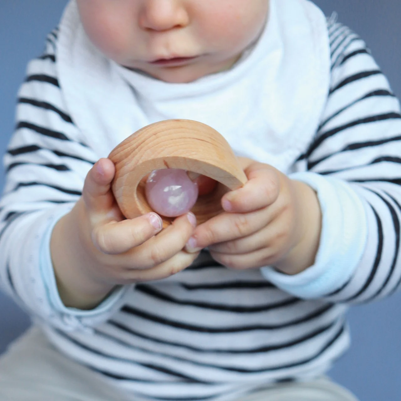 Wooden Rattle - Rose Quartz - Image 2