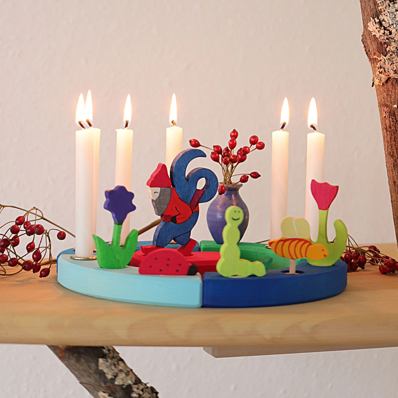 Wooden Small Celebration Ring - Blue/Green
