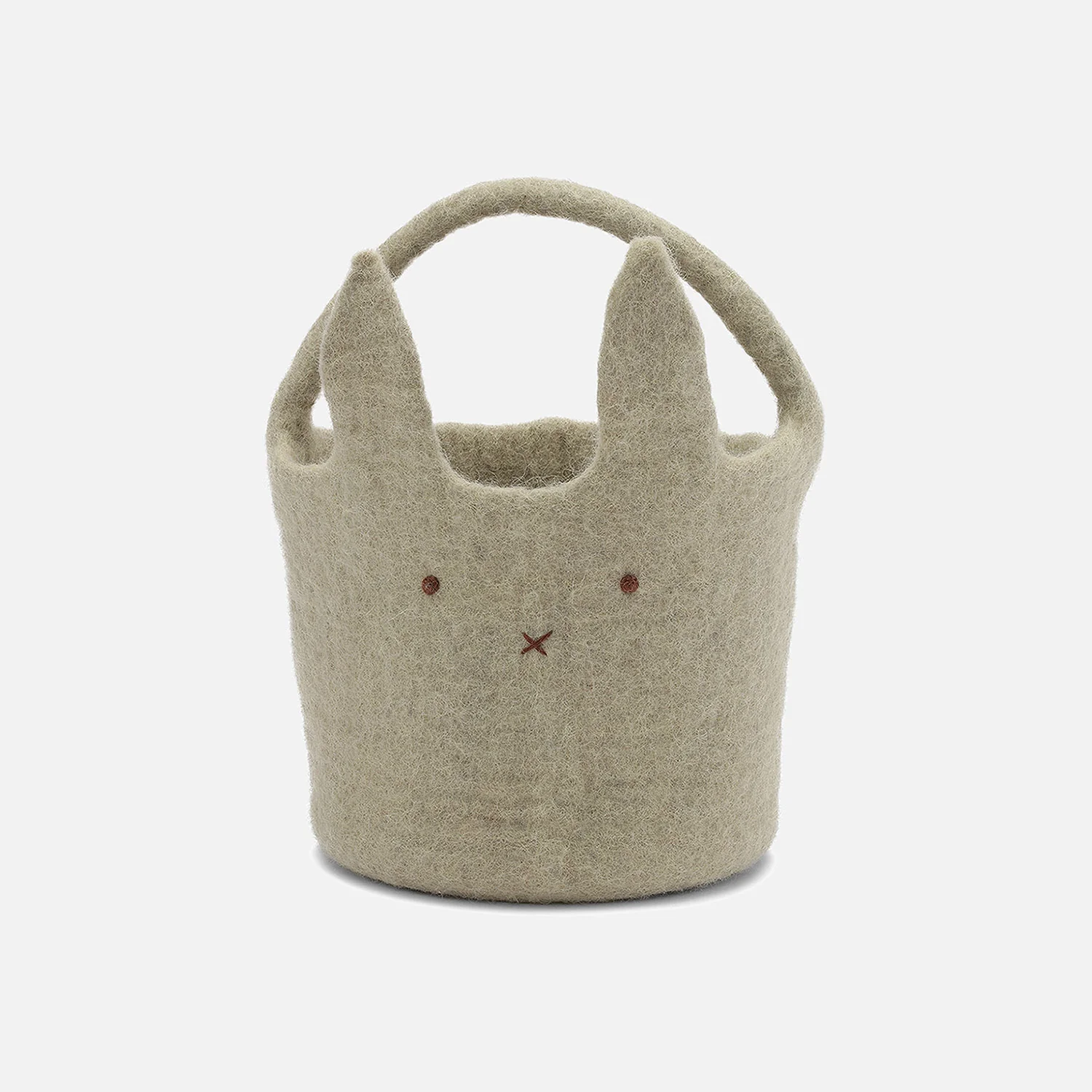 Handmade Felted Wool Bunny Basket - Dusty Green - Image 5