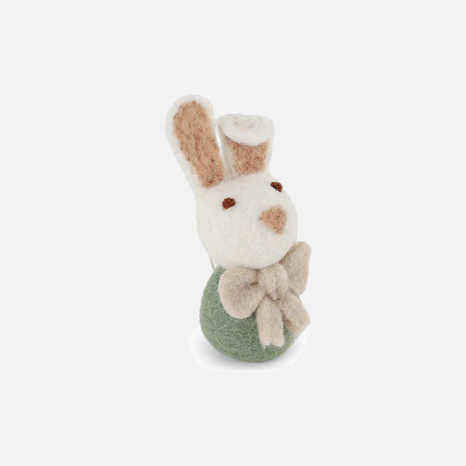 Handmade Felted Wool Bunny with Bow Decoration - Green - Image 3