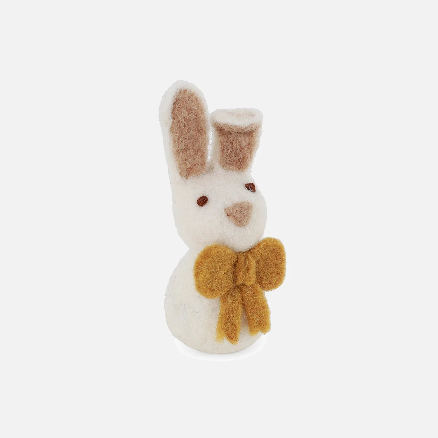 Handmade Felted Wool Bunny with Bow Decoration - White - Image 3