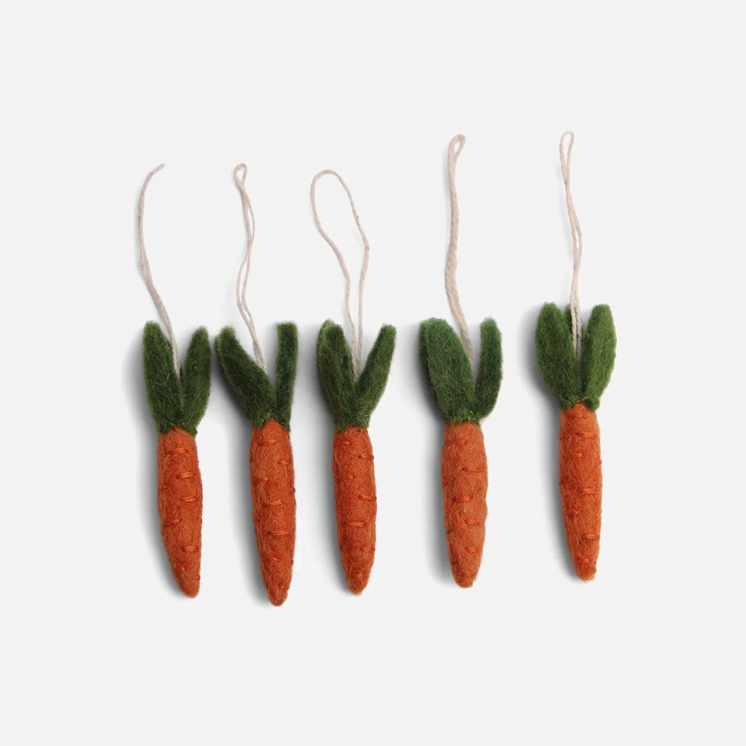 Handmade Felted Wool Carrot Decorations - Set of 5 - Image 2
