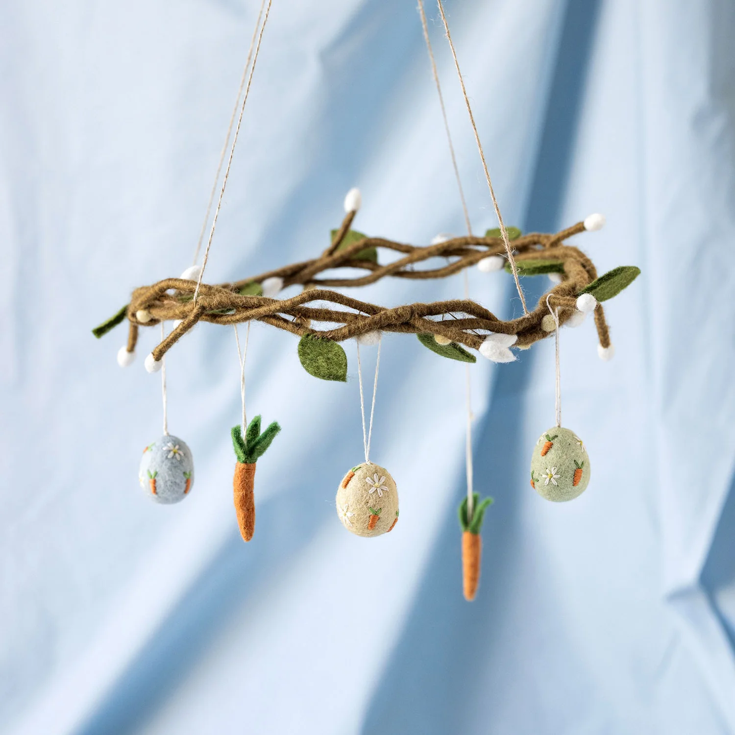Handmade Felted Wool Easter Egg Decorations - Set of 3 - Carrots