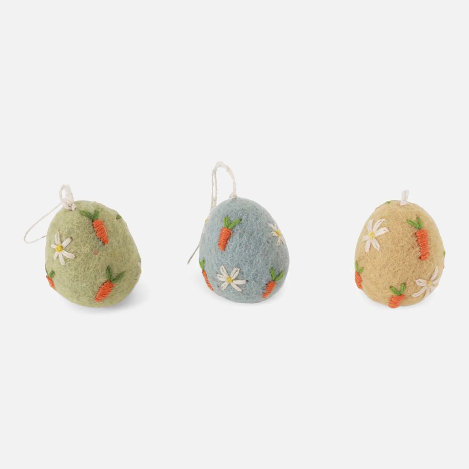 Handmade Felted Wool Easter Egg Decorations - Set of 3 - Carrots - Image 2