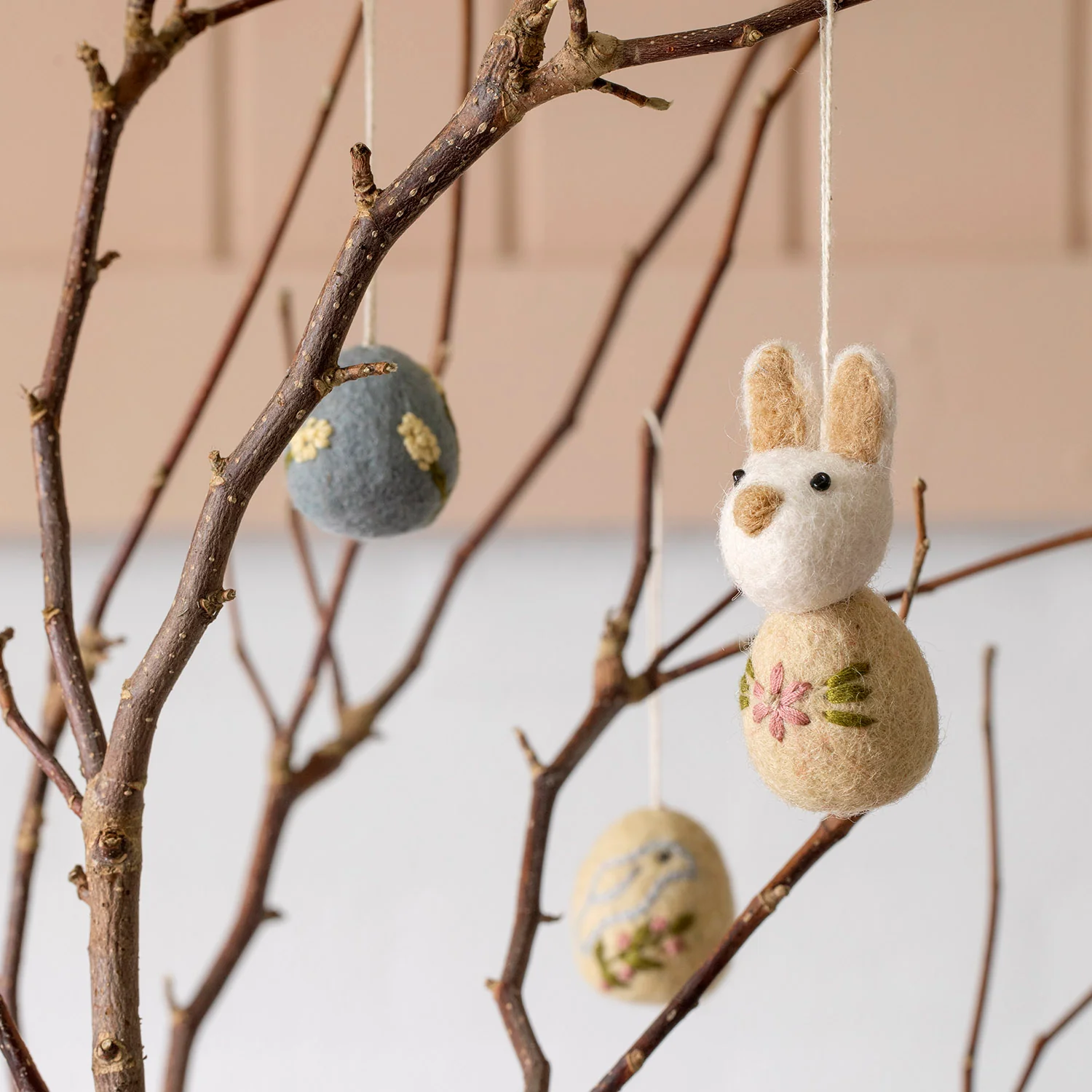 Handmade Felted Wool Egg Decorations - Set of 3 - Heather - Image 2