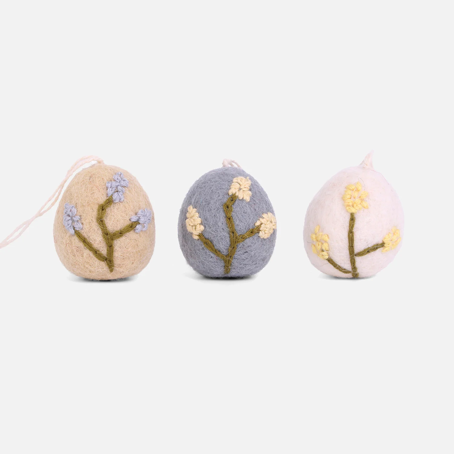 Handmade Felted Wool Egg Decorations - Set of 3 - Heather - Image 3