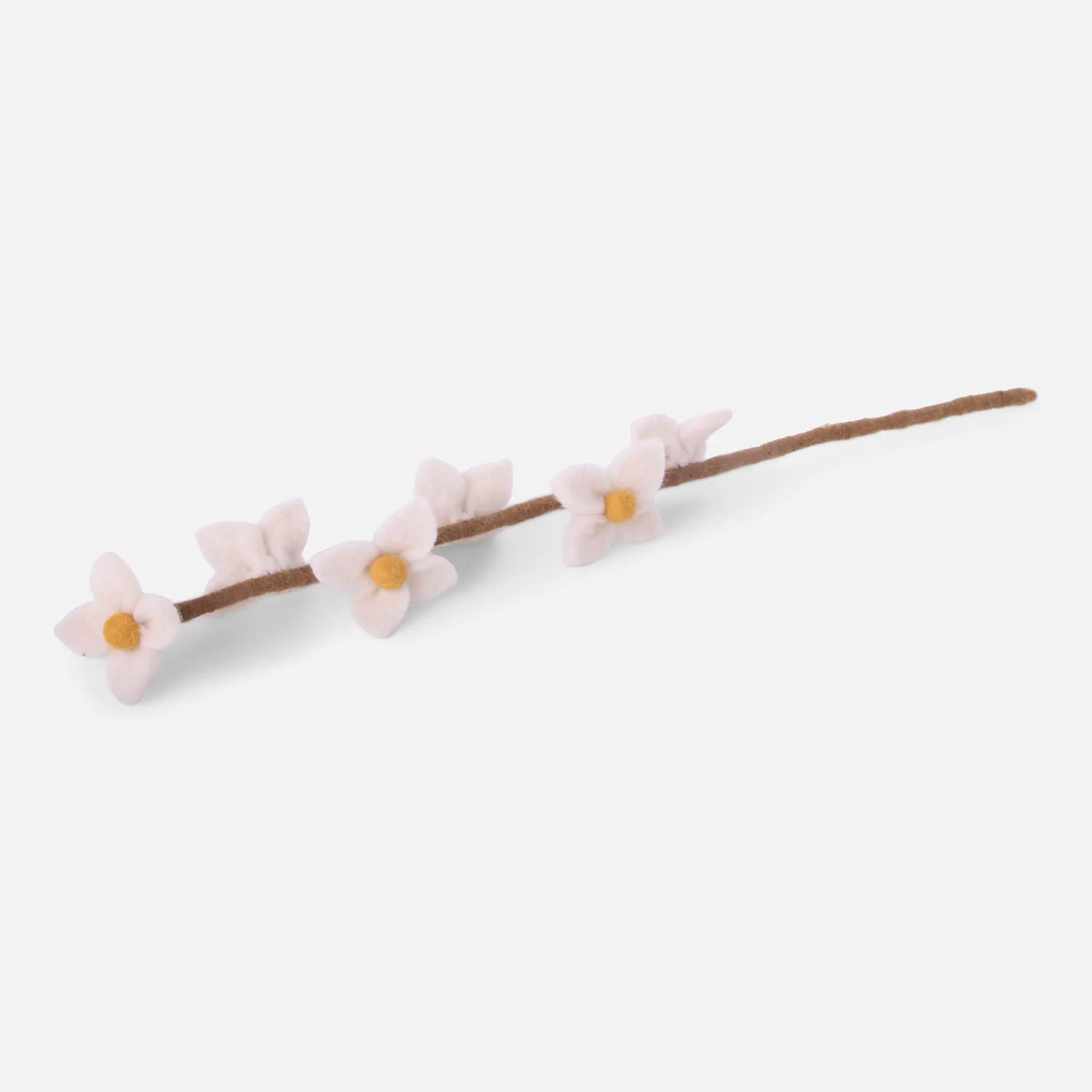 Handmade Felted Wool Flowers on Stalk - White - Image 2