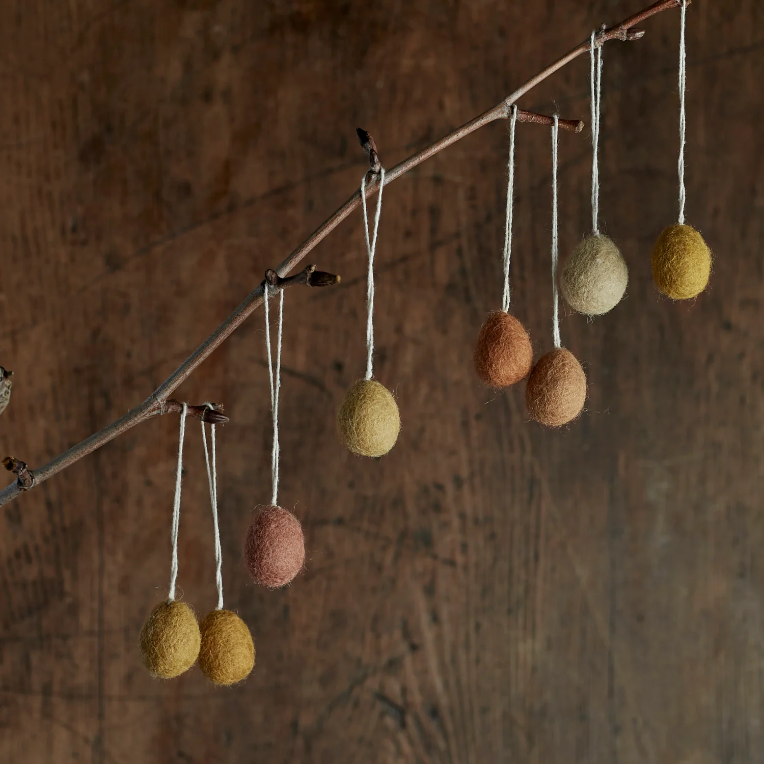 Handmade Felted Wool Mini Egg Decorations - Set of 8 - Yellow - Image 2