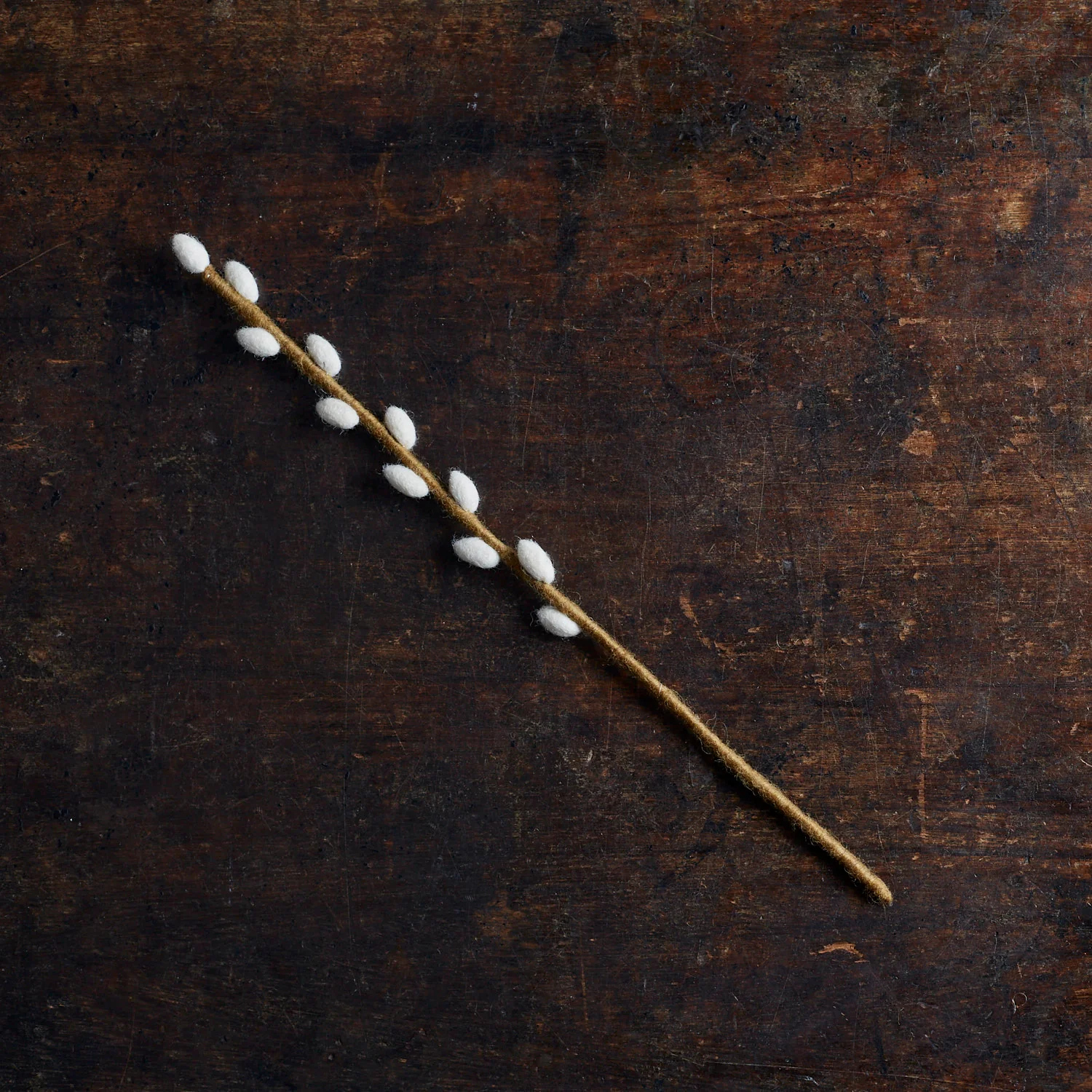 Handmade Felted Wool Willow Branch - White - Image 2