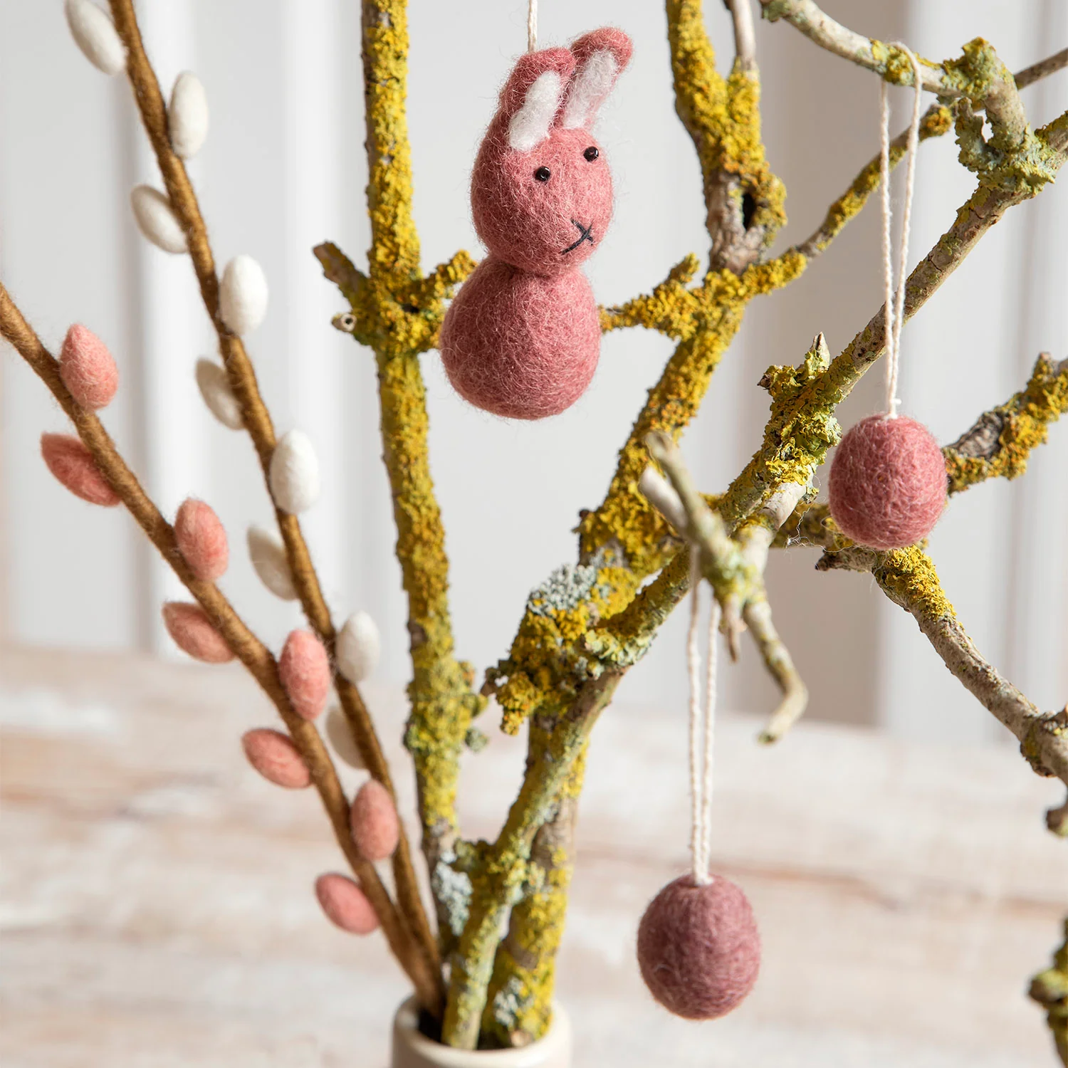 Handmade Felted Wool Willow Branch - White - Image 5