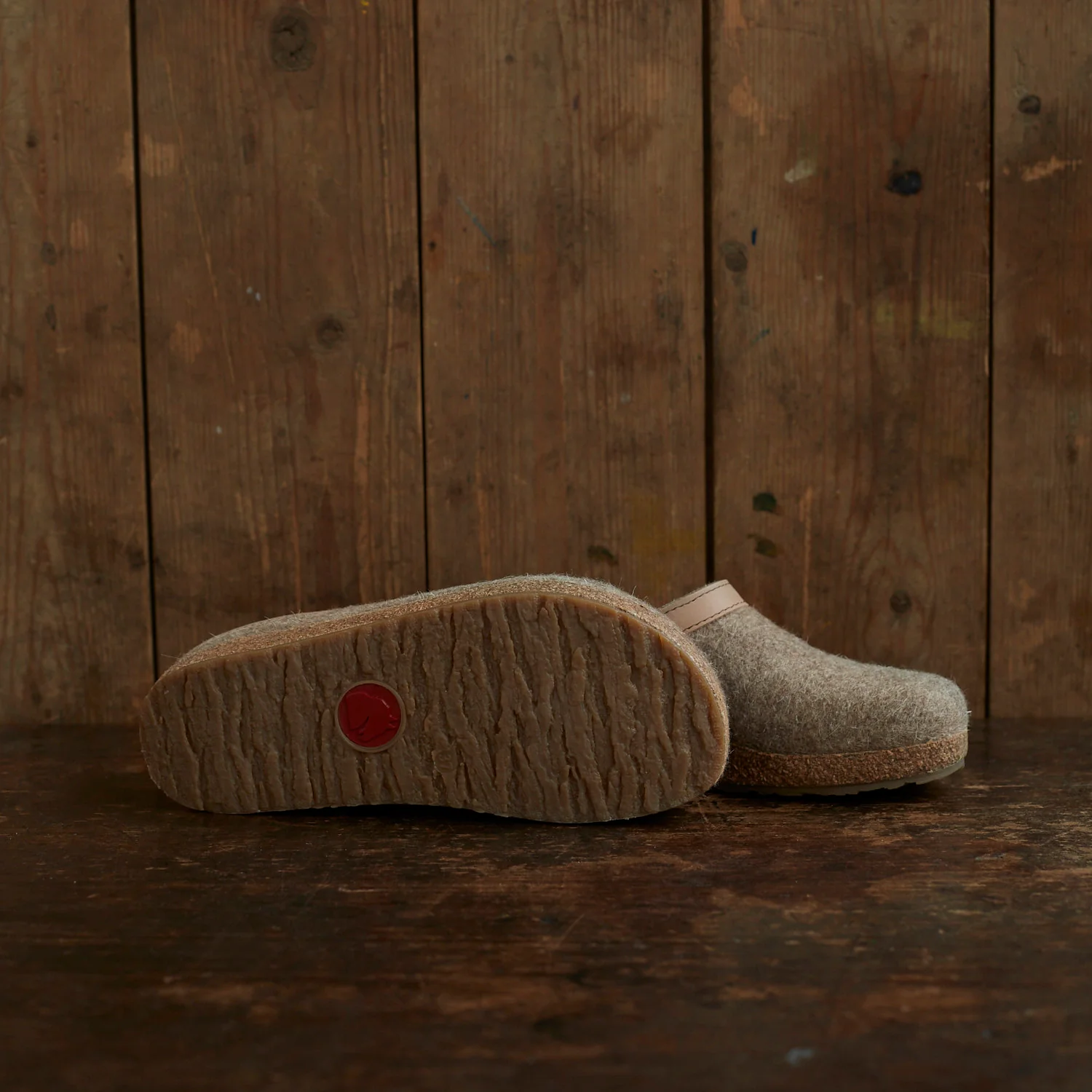 Adults Felted Wool Torben Clog Slipper - Beige Melange - Image 2