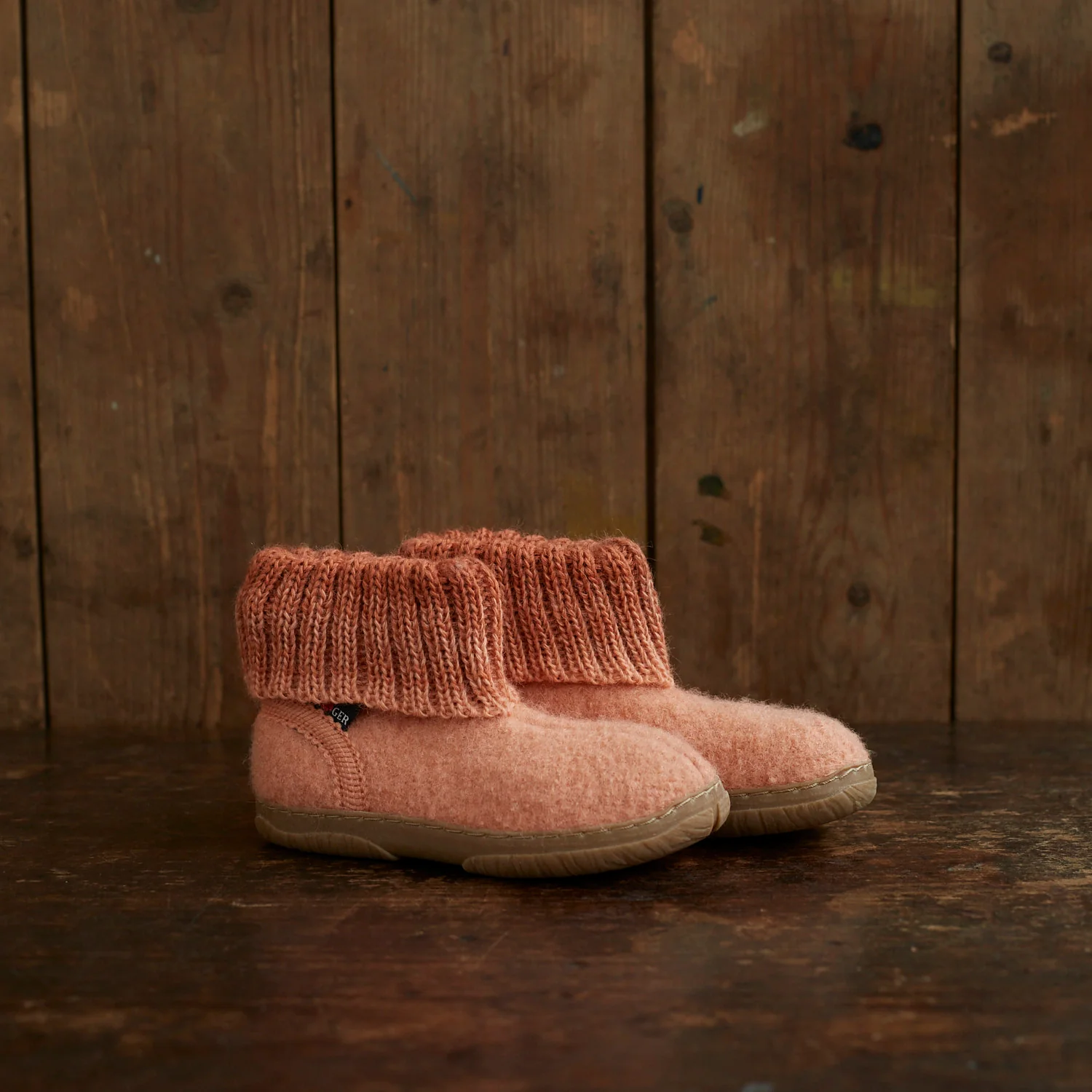 Kids Boiled Wool Yuki Slipper Boot - Antique Rose