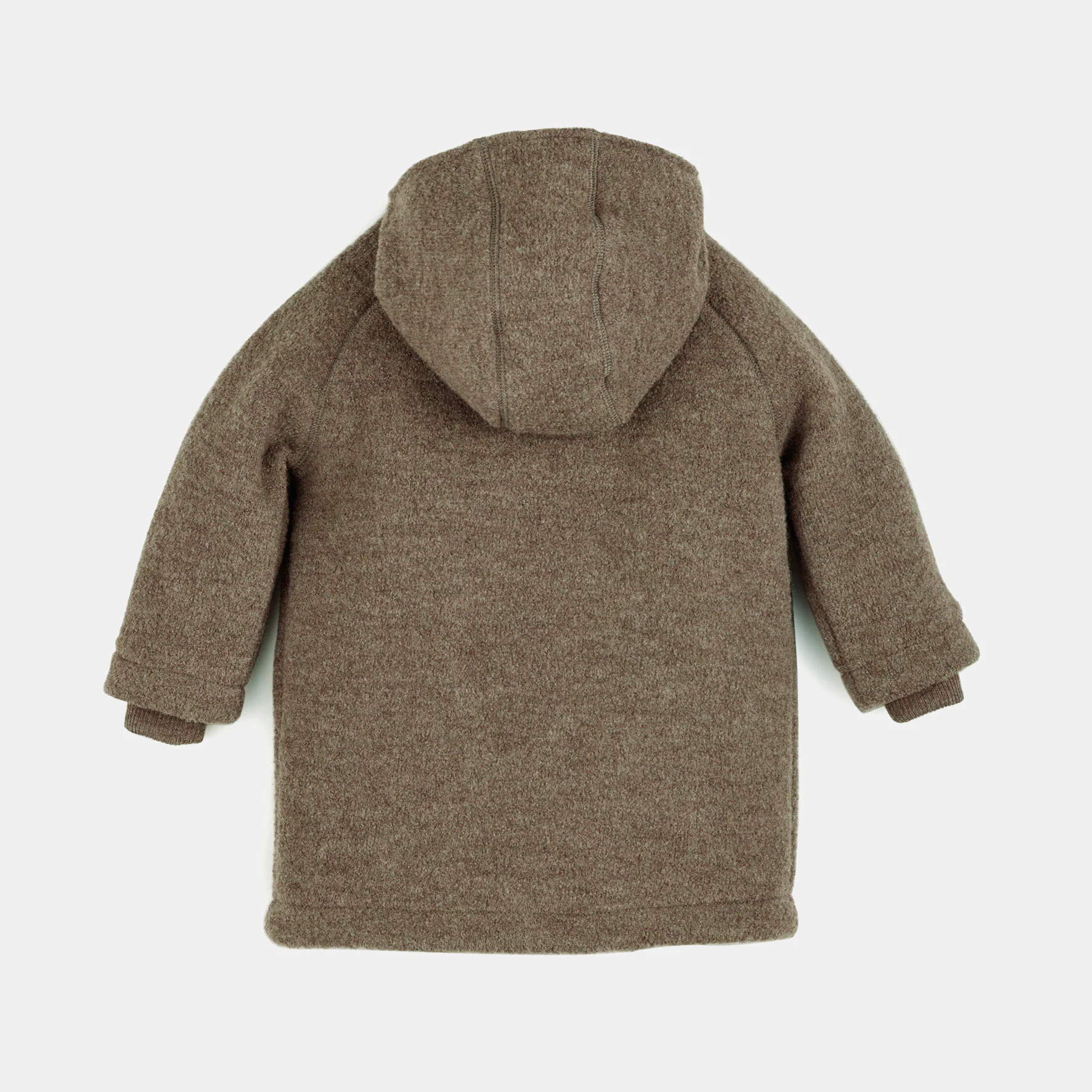 Kids Boiled Merino Wool Hooded Coat - Nut - Image 5