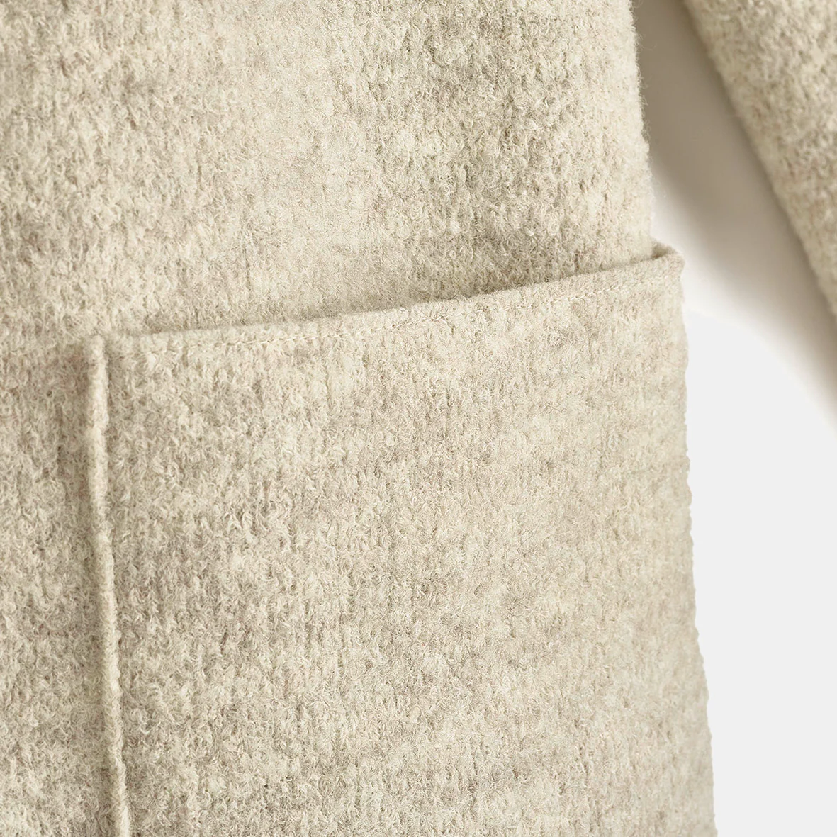 Women's Boiled Merino Wool Coat - Natural - Image 4