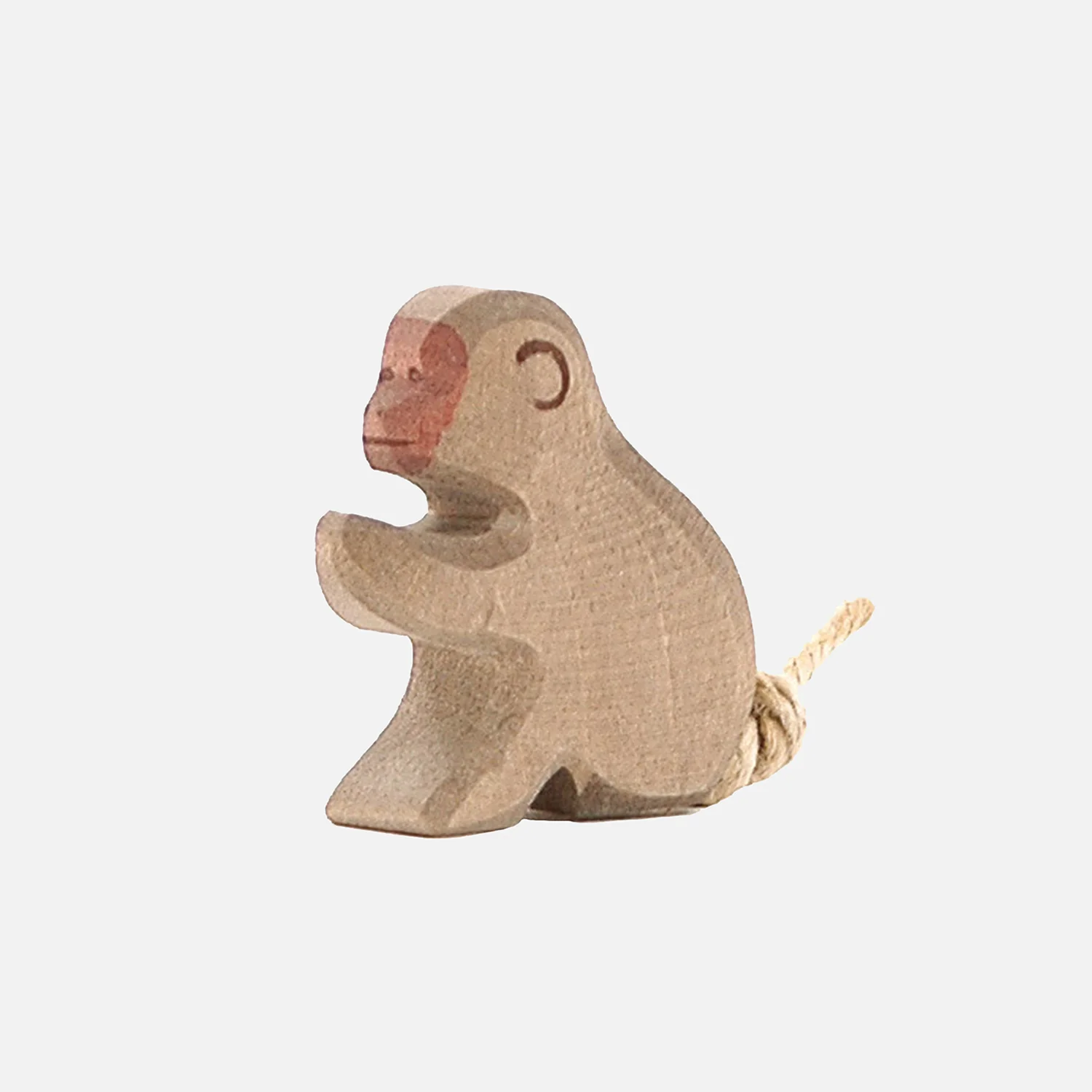 Handcrafted Wooden Baboon Sitting - Image 3