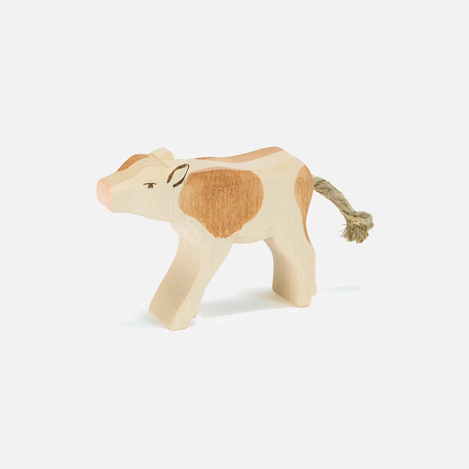 Handcrafted Wooden Brown Calf Drinking - Image 2